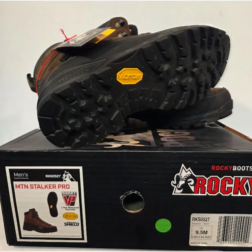 Rocky MTN Stalker Pro Waterproof Hunting Boots Vibram Shield Size 9.5 M